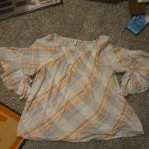 Cato Multicolor Plaid Blouse Large